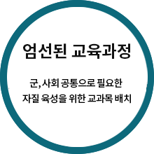 엄선된 교육과정(군과 사회에 공통으로 필요한 자질을 골고루 육성하는 교과목을 과학적으로 배치)